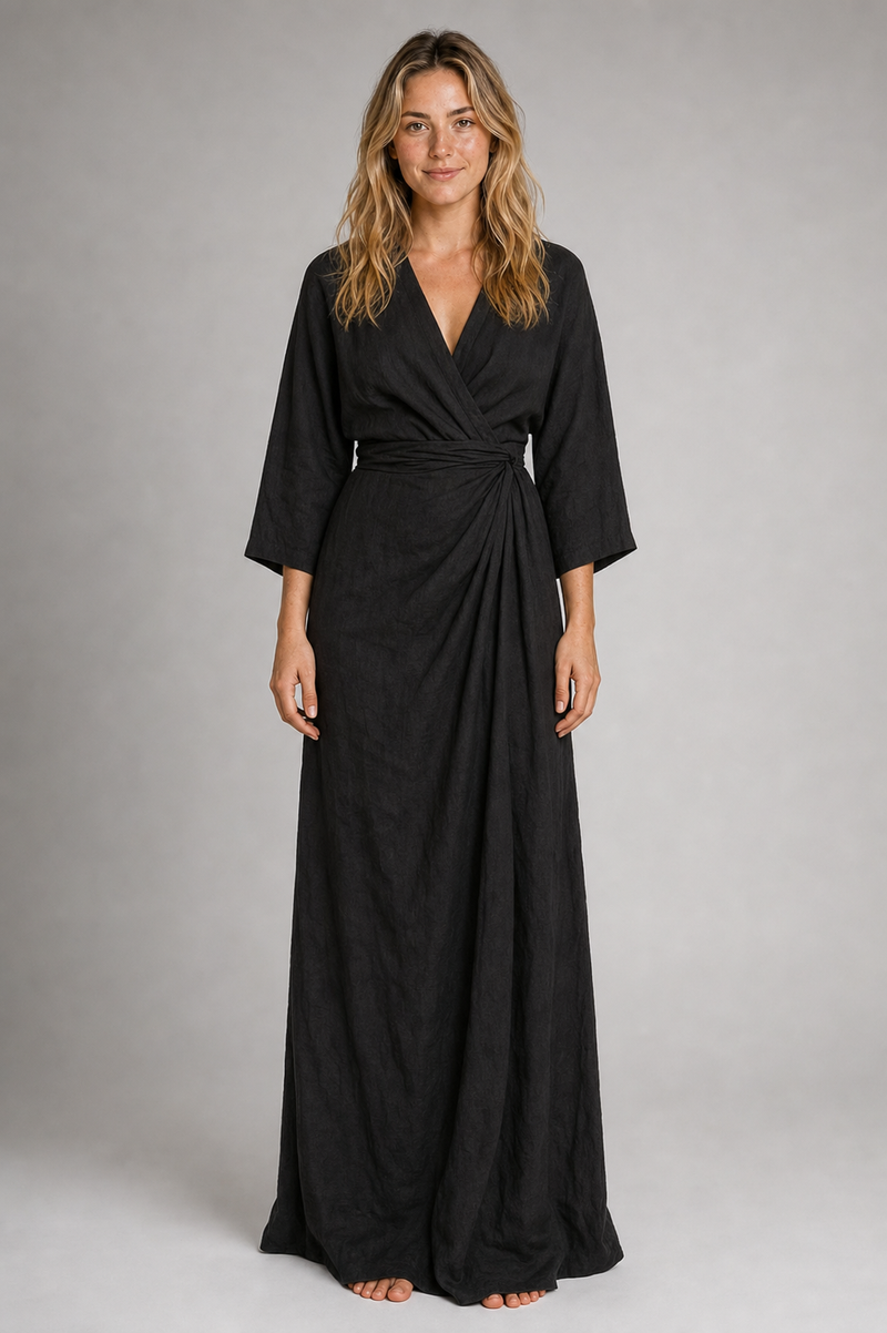 Bronte V-Neck Maxi Dress | Women's Relaxed Column Day Dress