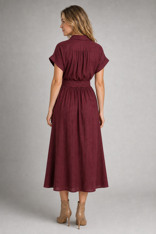 Mila Twist-Waist Midi Dress | Women's Button-Front Day Dress