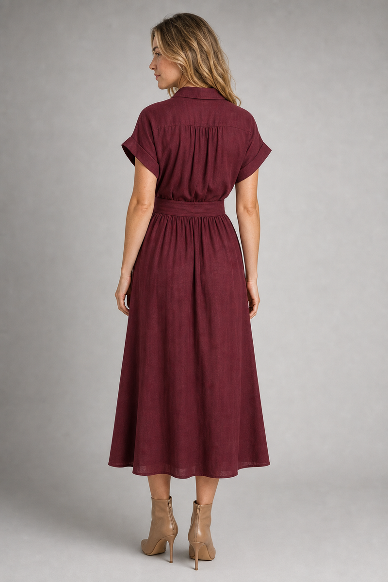 Mila Twist-Waist Midi Dress | Women's Button-Front Day Dress