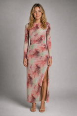 Rhaina Tie-Dye Midi Dress | Women's Long-Sleeve Everyday Dress in Pink