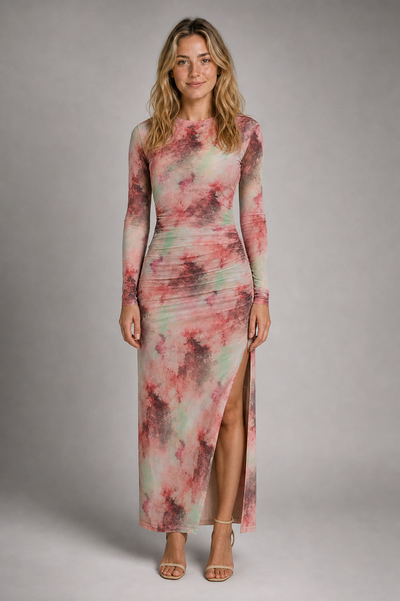 Rhaina Tie-Dye Midi Dress | Women's Long-Sleeve Everyday Dress