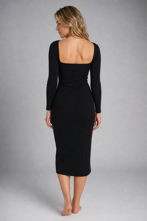 Thomas Ribbed Midi Dress | Women's Long-Sleeve Bodycon Dress
