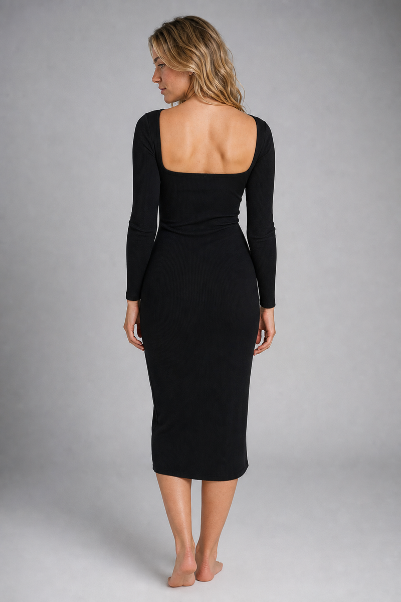 Thomas Ribbed Midi Dress | Women's Long-Sleeve Bodycon Dress