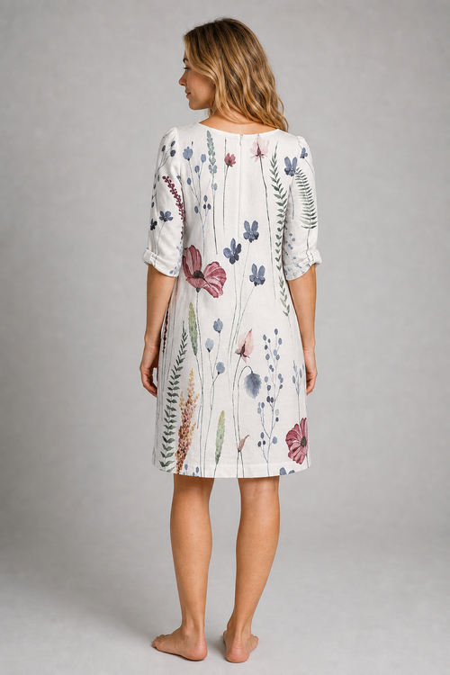 Scarlett Floral Midi Dress | Women's Flutter-Sleeve A-Line Dress