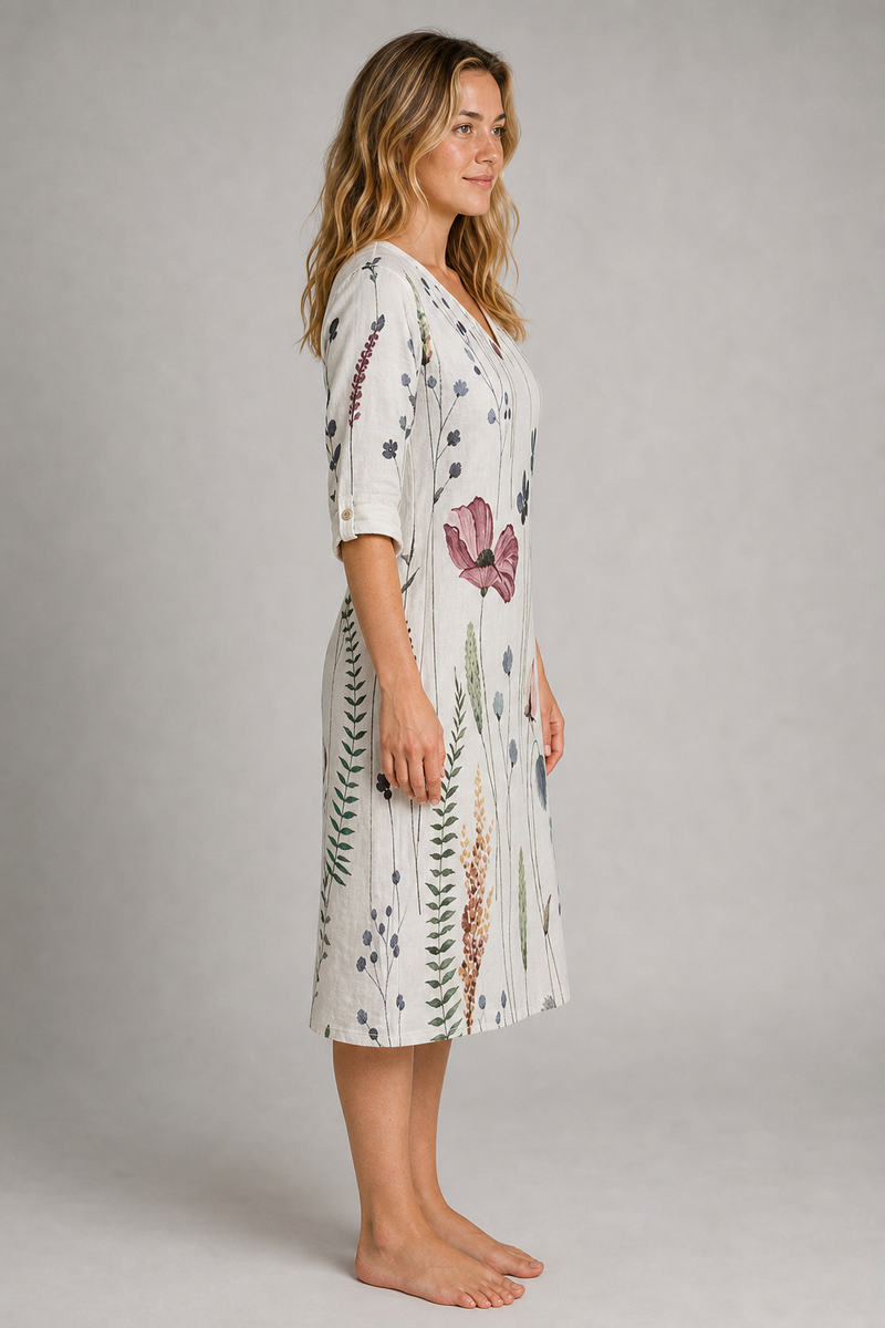 Scarlett Floral Midi Dress | Women's Flutter-Sleeve A-Line Dress