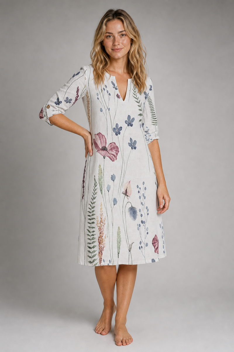 Scarlett Floral Midi Dress | Women's Flutter-Sleeve A-Line Dress