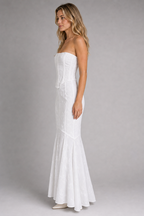 Adeline Lace Corset Maxi Dress | Women's Strapless Wedding Dress