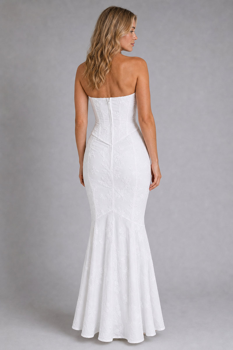 Adeline Lace Corset Maxi Dress | Women's Strapless Wedding Dress