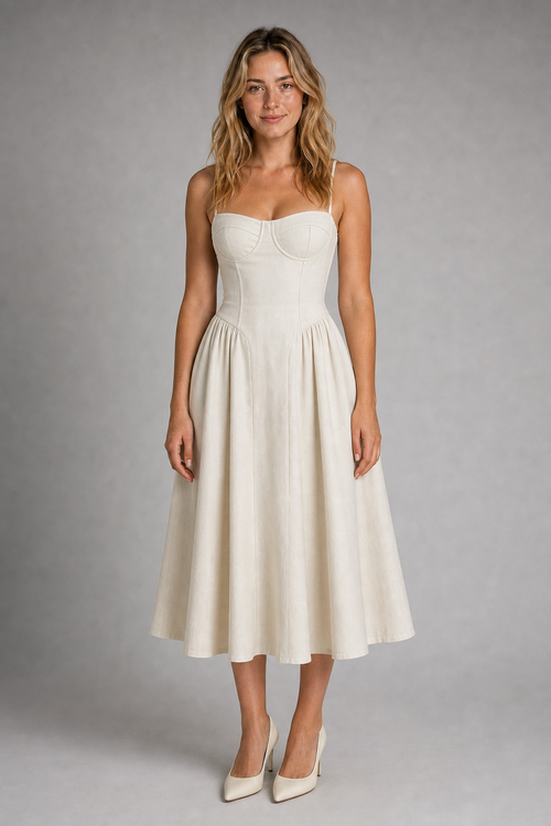 Fleurette Floral Corset Midi Dress | Women's Wedding-Guest Dress
