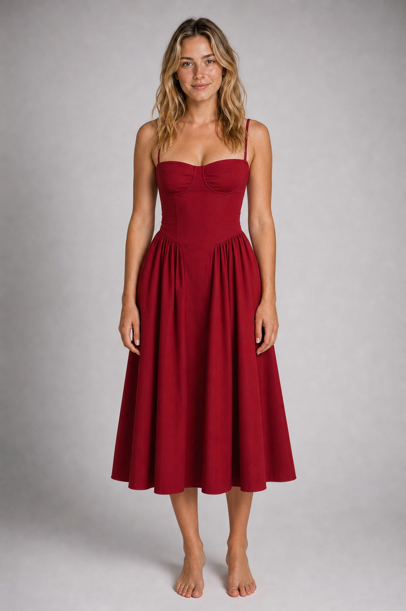 Fleurette Floral Corset Midi Dress | Women's Wedding-Guest Dress