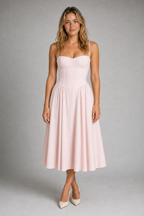 Fleurette Floral Corset Midi Dress | Women's Wedding-Guest Dress