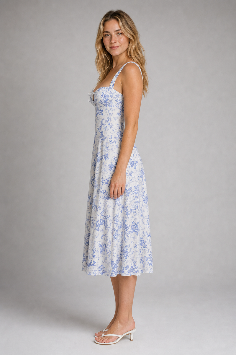 Delyth Floral Corset Midi Dress | Women's Wedding-Guest Dress