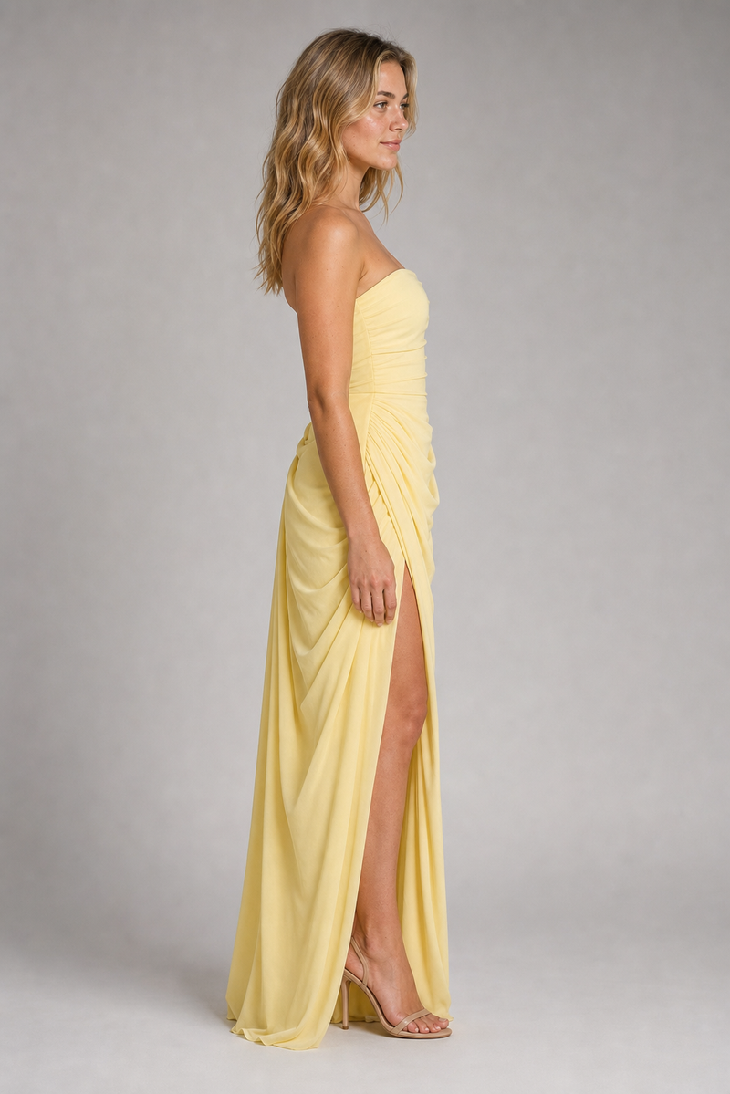Delore Draped Corset Maxi Dress | Women's Strapless Occasion Dress