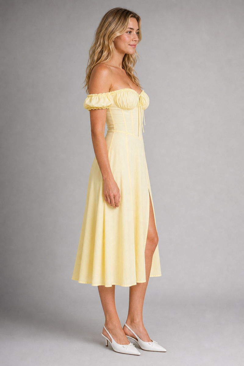 Primrose Milkmaid Corset Midi Dress | Women's Split Occasion Dress