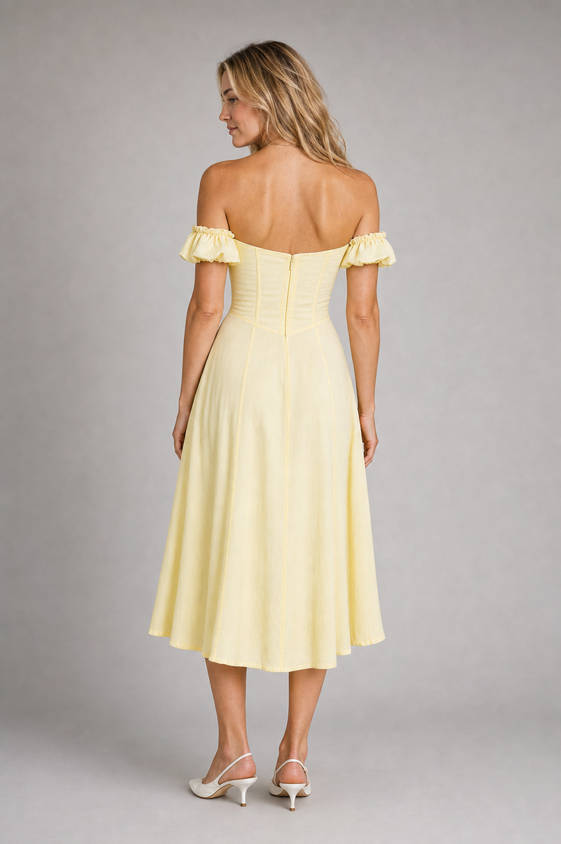 Primrose Milkmaid Corset Midi Dress | Women's Split Occasion Dress