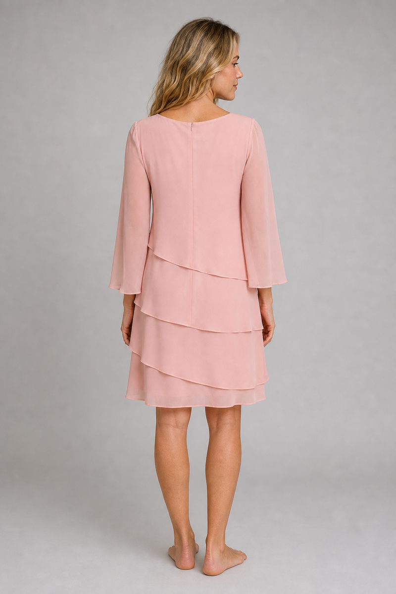 Marguerethe Layered Shift Dress | Women's Round-Neck Occasion Dress
