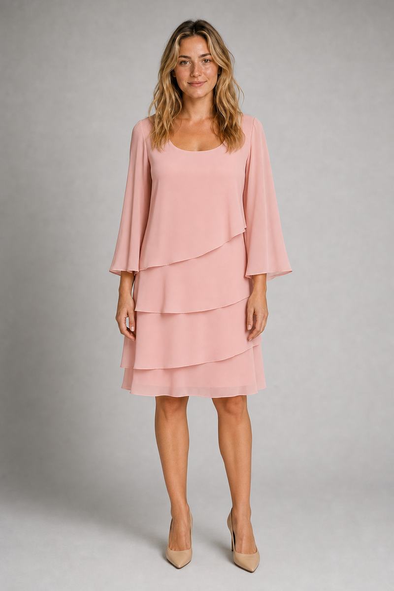 Marguerethe Layered Shift Dress | Women's Round-Neck Occasion Dress