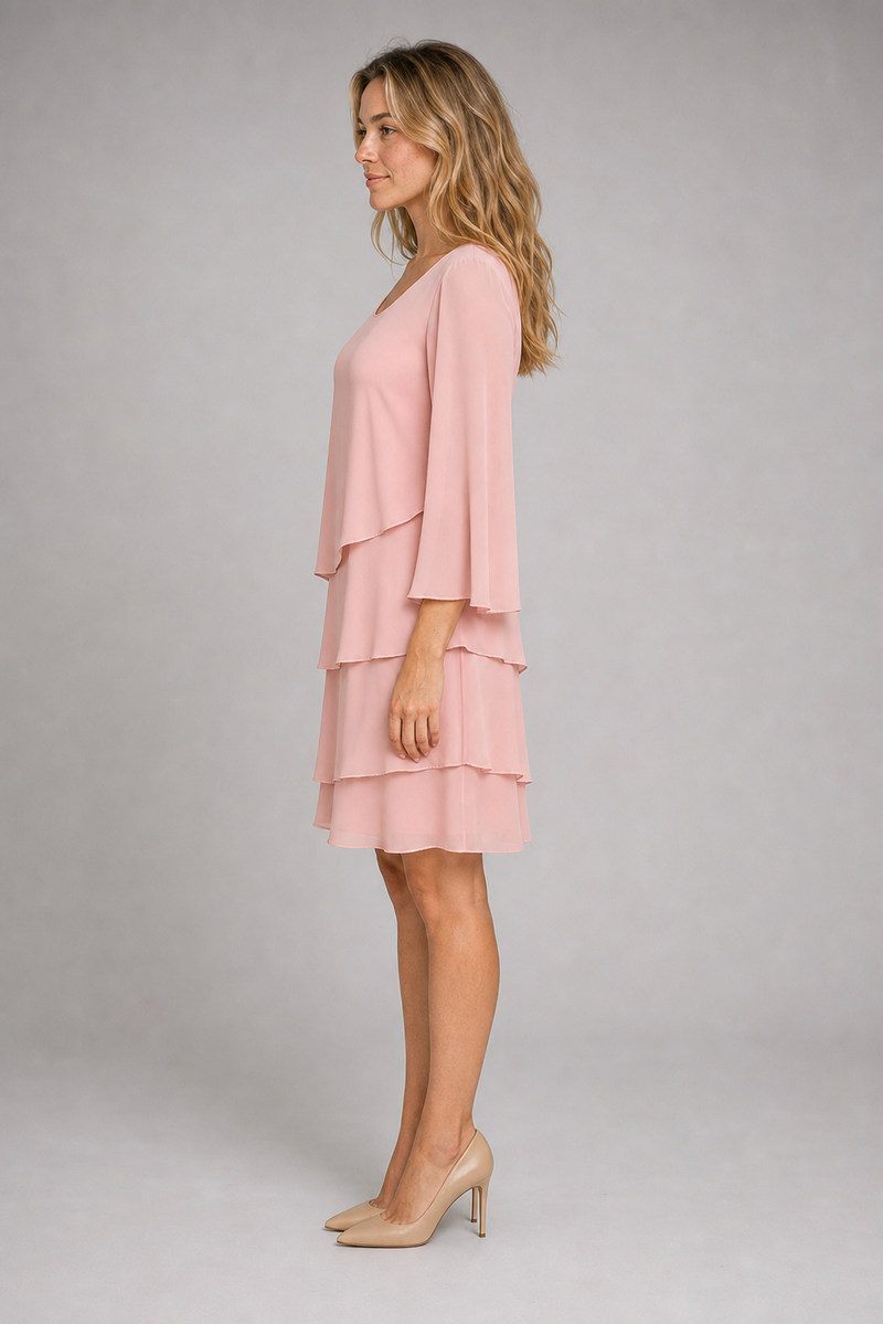 Marguerethe Layered Shift Dress | Women's Round-Neck Occasion Dress