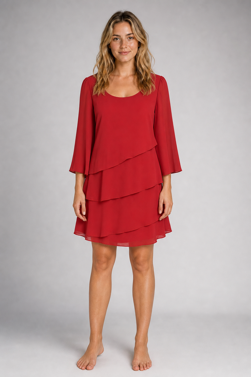 Marguerethe Layered Shift Dress | Women's Round-Neck Occasion Dress
