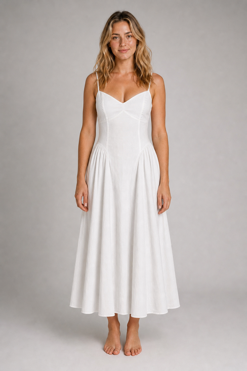 Isadora Corset Midi Dress | Women's Full-Skirt Wedding-Guest Dress