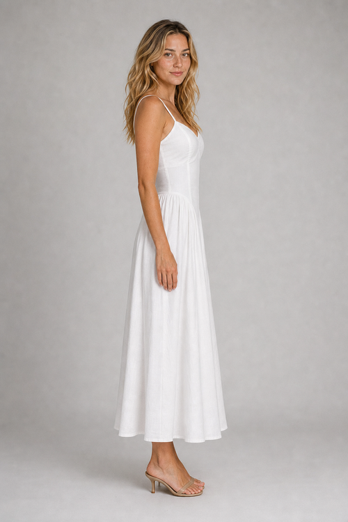 Isadora Corset Midi Dress | Women's Full-Skirt Wedding-Guest Dress