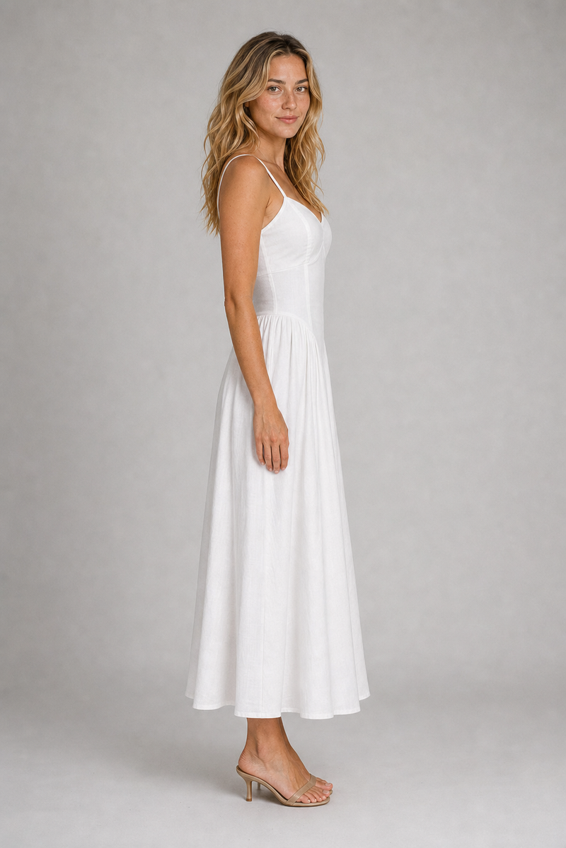 Isadora Corset Midi Dress | Women's Full-Skirt Wedding-Guest Dress