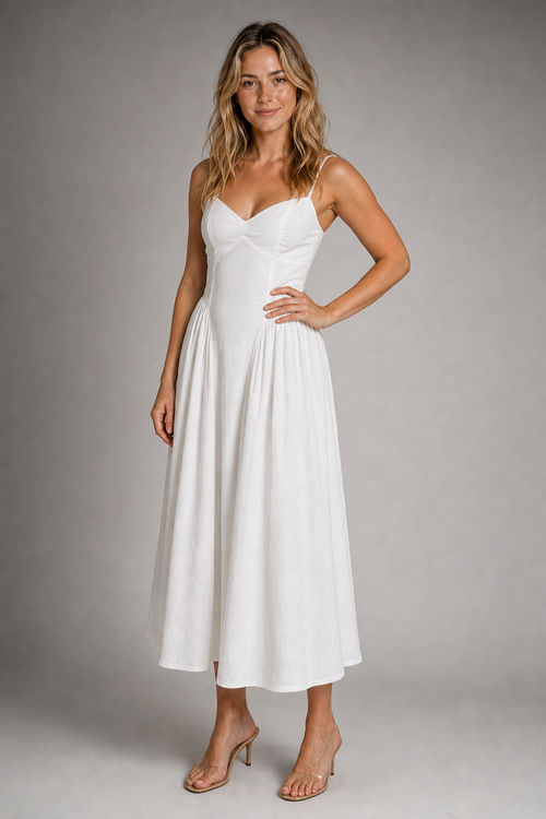 Isadora Corset Midi Dress | Women's Full-Skirt Wedding-Guest Dress