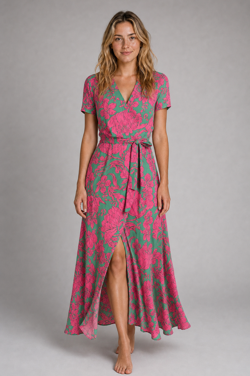 Wren Floral Wrap Midi Dress | Women's V-Neck Tie-Waist Summer Dress