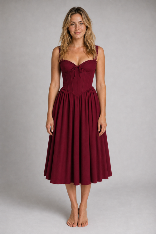 Coralind Corset Pleated Midi Dress | Women's Wedding-Guest Dress