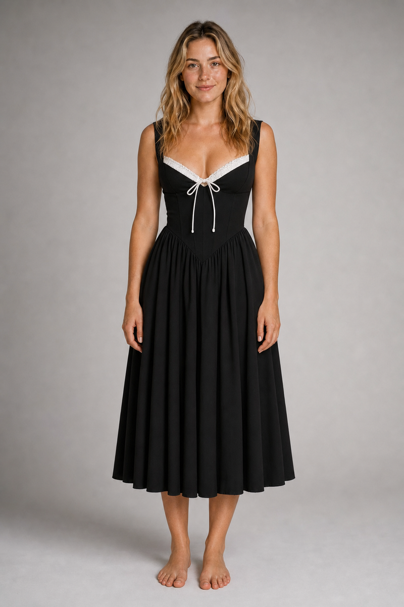 Coralind Corset Pleated Midi Dress | Women's Wedding-Guest Dress