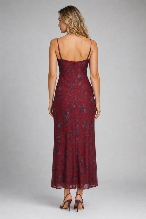 Rosabel Floral Corset Maxi Dress | Women's Lace-Up Back Gown