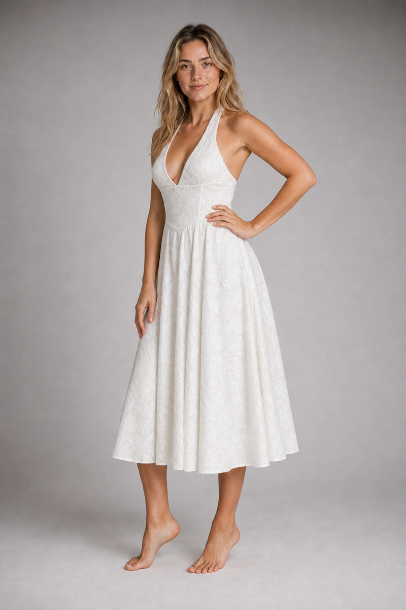 Delacroix Jacquard Halter Midi Dress | Women's Occasion Dress