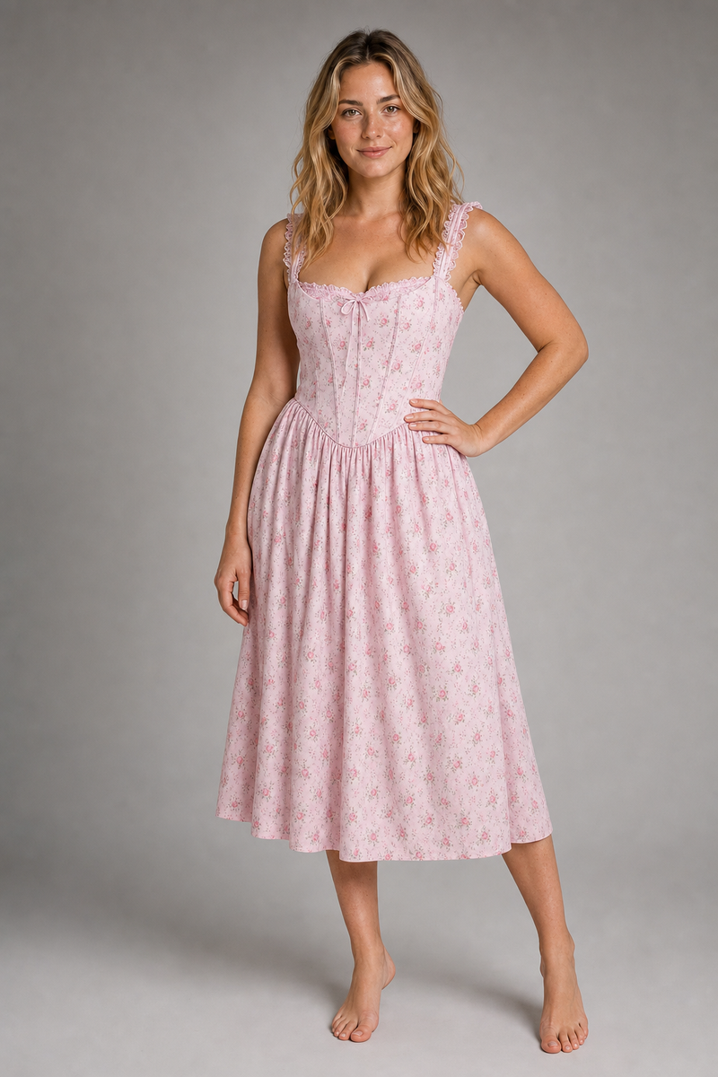Suzy Corset Midi Dress | Women's Sweetheart Day Dress
