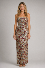 Pia Slip Midi Dress | Women's Square-Neck Evening Dress in Red