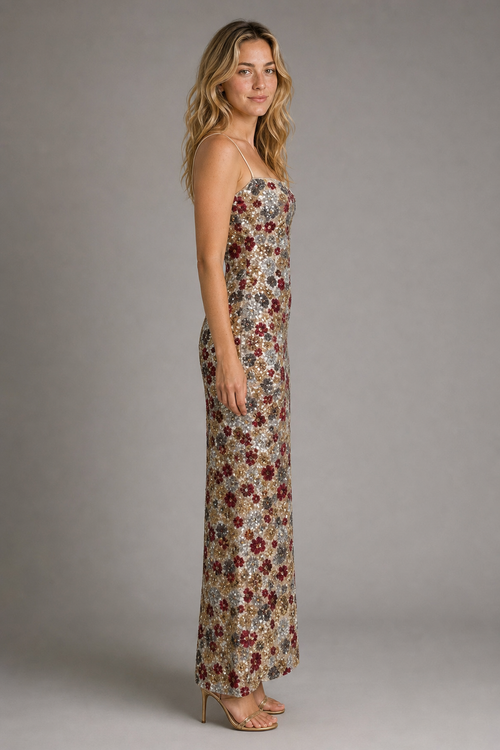 Pia Slip Midi Dress | Women's Square-Neck Evening Dress