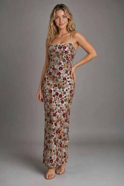 Pia Slip Midi Dress | Women's Square-Neck Evening Dress