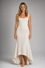 Valentina Corset Maxi Dress | Women's Fishtail Evening Gown in White