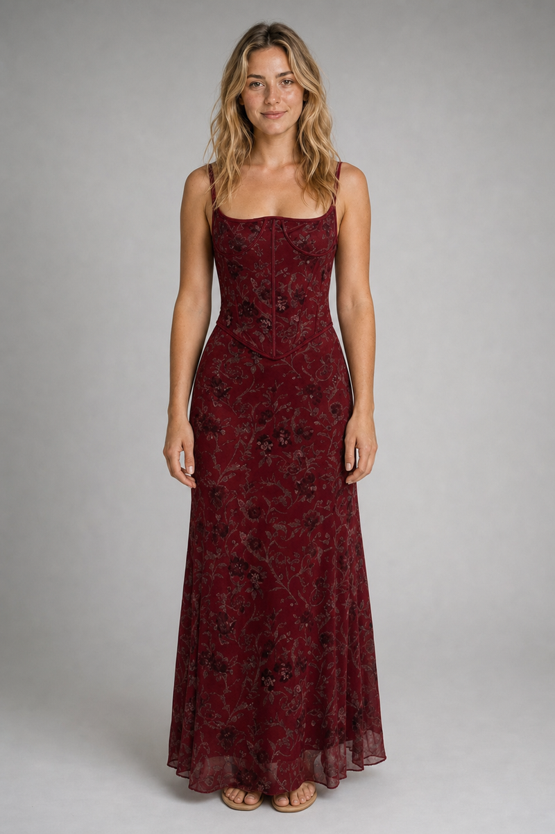 Landry Corset Maxi Dress | Women's Lace-Up Back Formal Gown