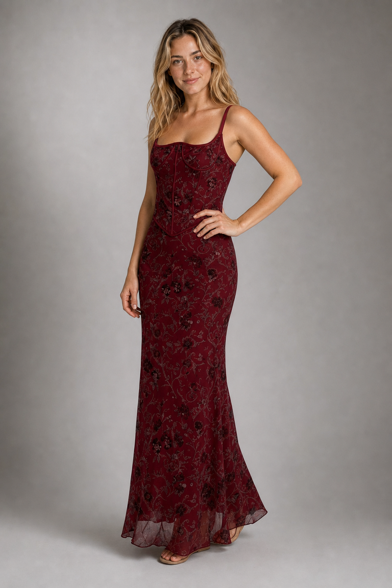 Landry Corset Maxi Dress | Women's Lace-Up Back Formal Gown