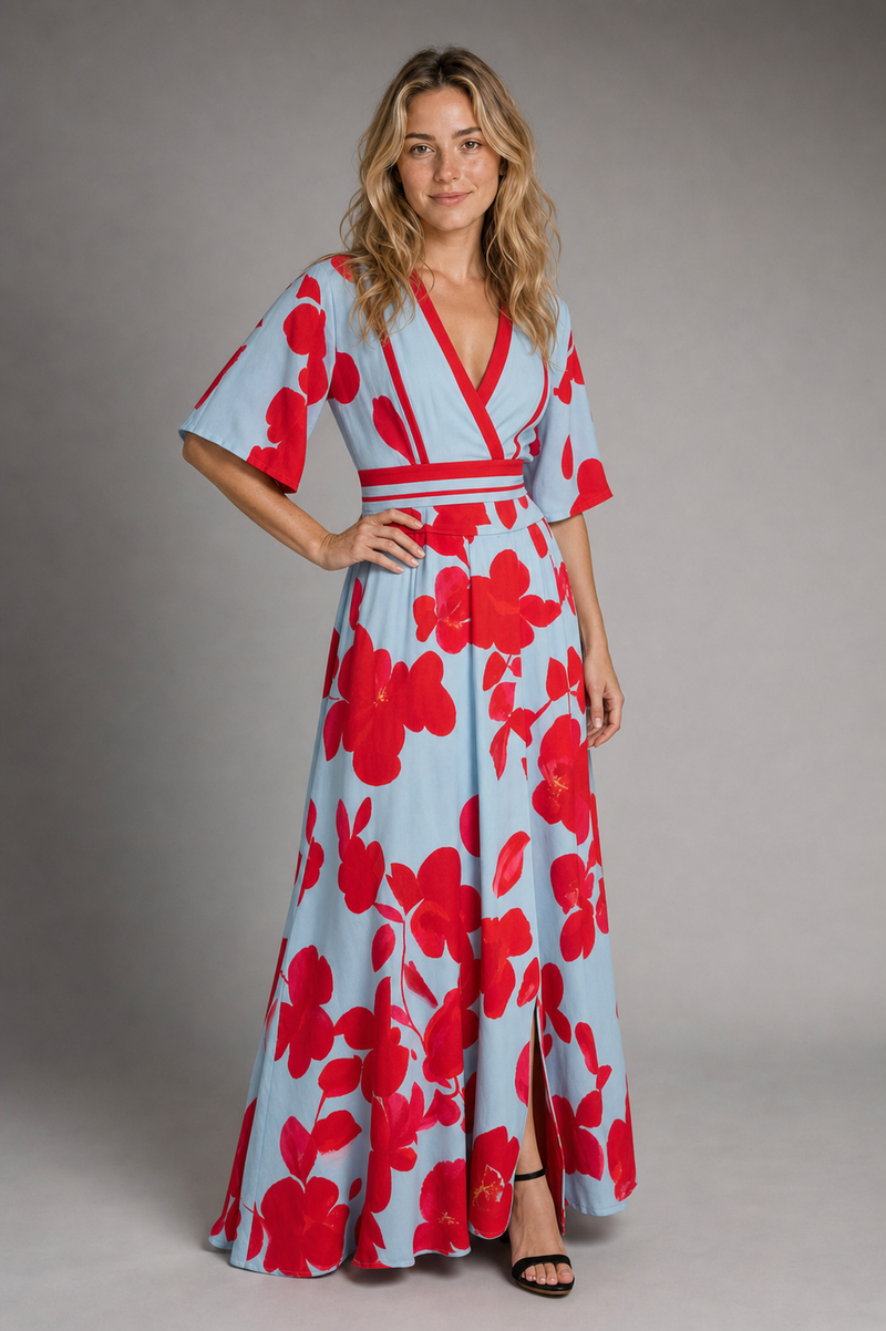 Edda Wrap Maxi Dress | Women's V-Neck Garden Party Dress