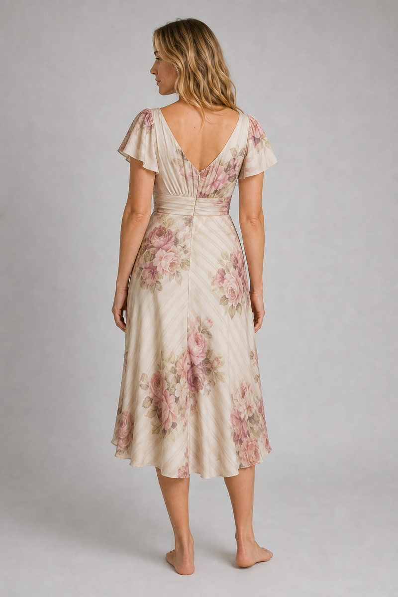 Aurelia Wrap Midi Dress | Women's Flutter-Sleeve Day Dress