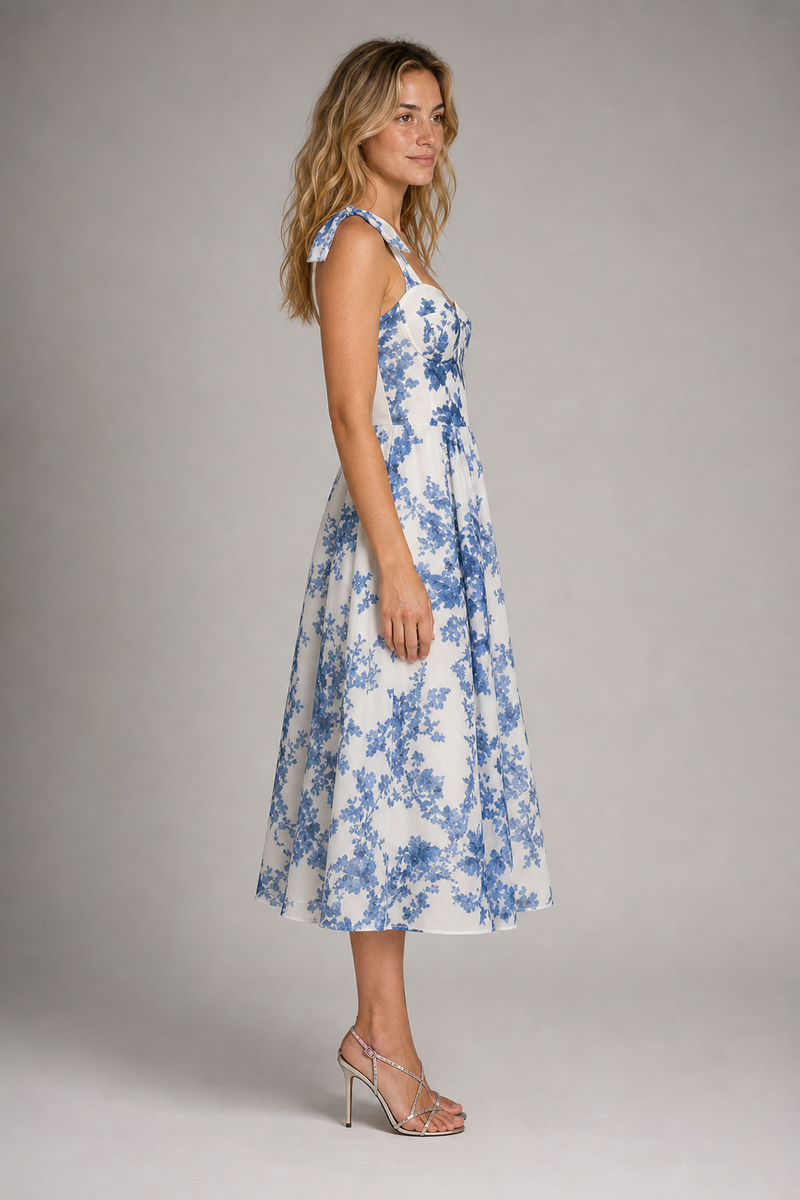 Fiora Corset Midi Dress | Women's Tie-Strap Day Dress