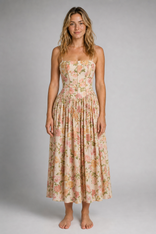 Alyssa Corset Maxi Dress | Women's Lace-Up Back Day Dress in Peach
