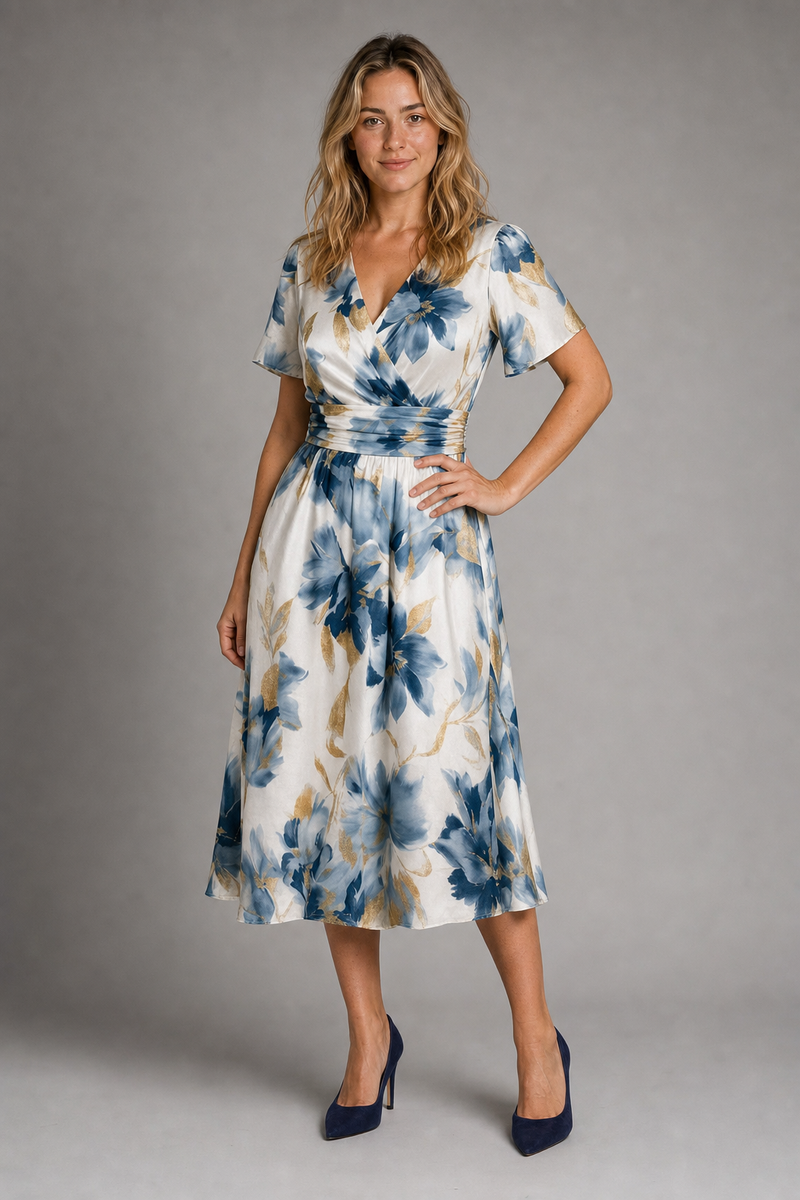 Margot Wrap Midi Dress | Women's Short-Sleeve Day Dress