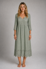Lace Midi Dress | Women's Tailored Cocktail Dress in Green