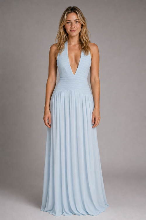 Ophelia Halter Maxi Dress | Women's Open-Back Occasion Gown