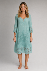 Lace Midi Dress | Women's Tailored Cocktail Dress in Teal