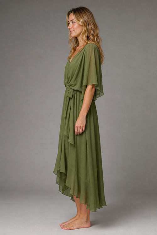 Arely Wrap Midi Dress | Women's V-Neck Occasion Dress