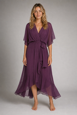 Arely Wrap Midi Dress | Women's V-Neck Occasion Dress in Purple