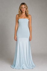 Miranda Strapless Maxi Dress | Women's Bias-Cut Occasion Gown in Baby Blue